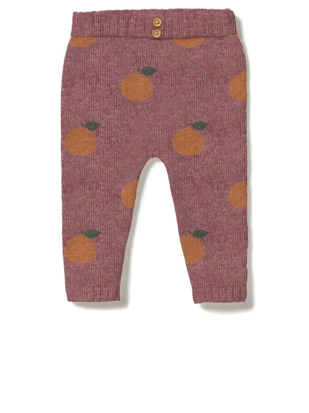 Plum Baby Knit Leggings with Clementine Print